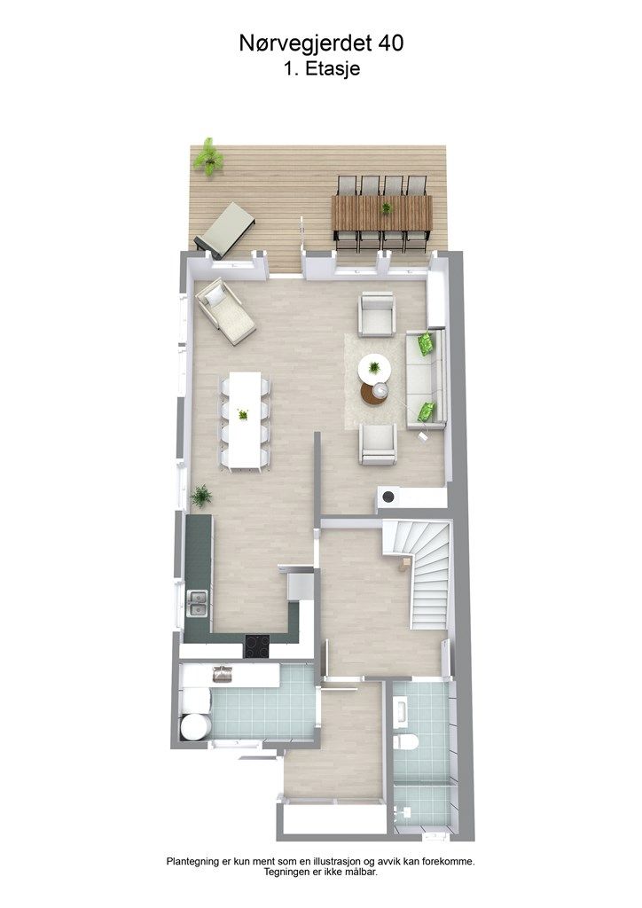 3 D plantegning 1. etasje