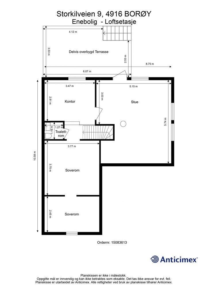 Plantegning loftsetasje.