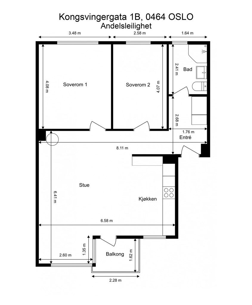 Målsatt plantegning