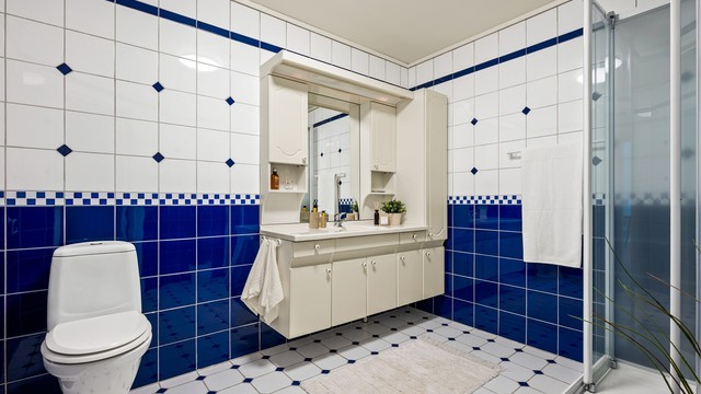 Her på badet er det behagelig gulvvarme.