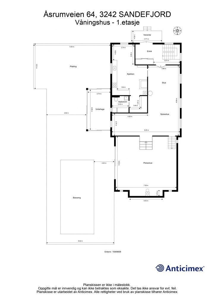 Plantegning 1.etasje i våningshuset