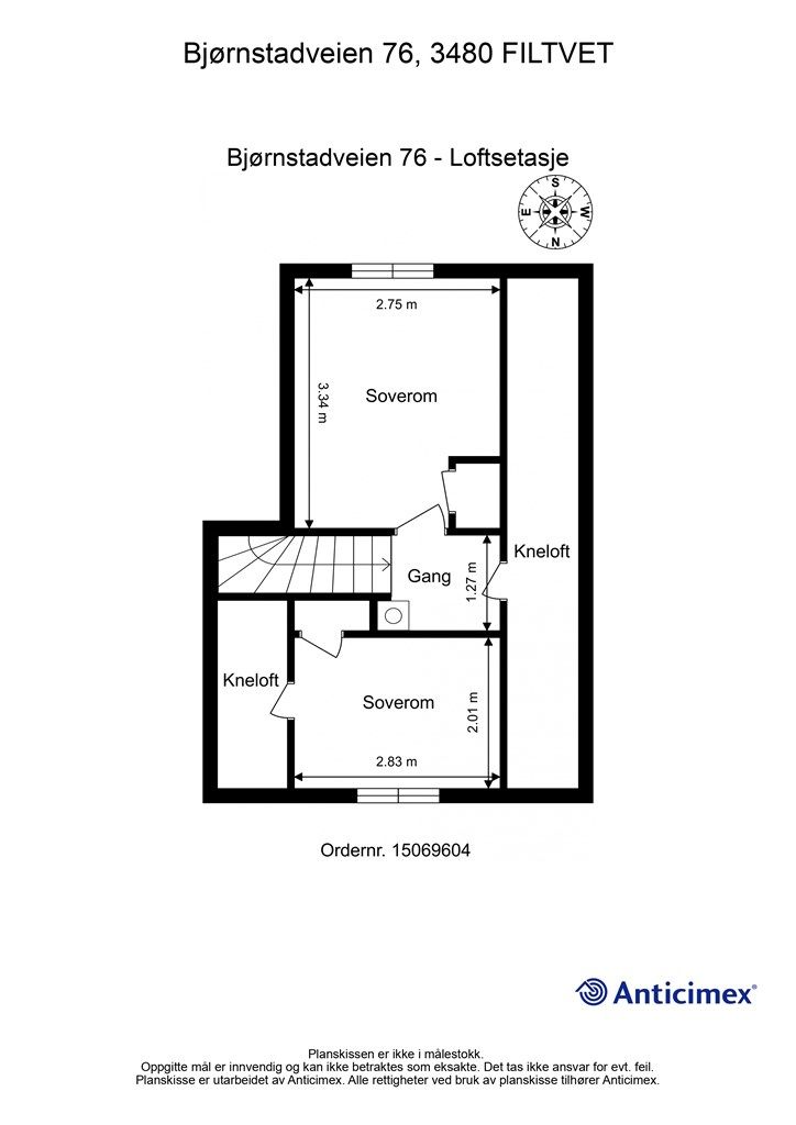 Plantegning-Bjørnstadveien 76 - Loftsetasje