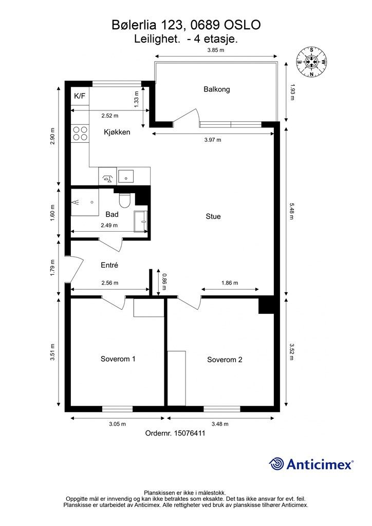Plantegning - Andelsleilighet - 4. etasje.