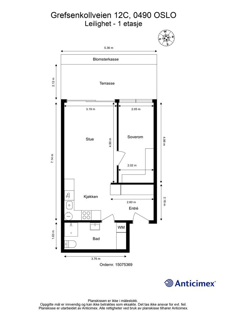 Plantegning Grefsenkollveien 12C