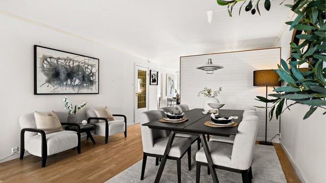 Om den rette anledningen byr seg, er det rikelig med plass til å dekke til et skikkelig langbord for sammenkomster for familie, slekt og venner.