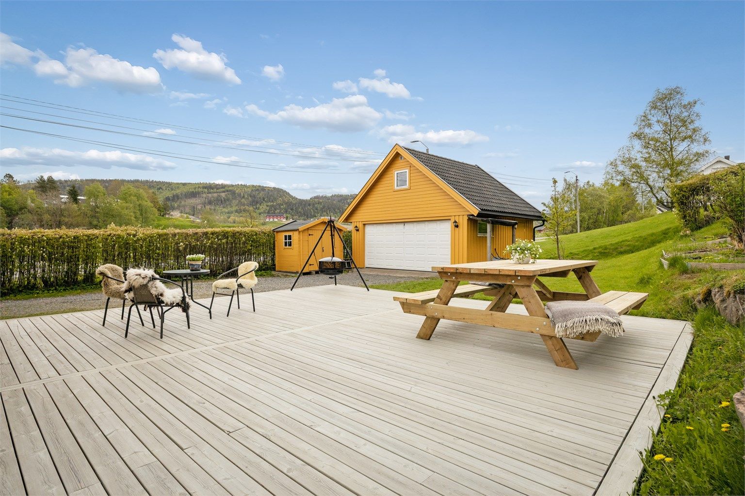 Meget fin uteplass på stor terrasseplatting beregnet til 120 kvm
Fotograf: Stine Prøitz Jørgensen