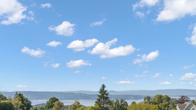 Flott utsikt fra takterrassen mot Oslofjorden, øyene rundt og nærområdet.
Foto: Løvås Foto