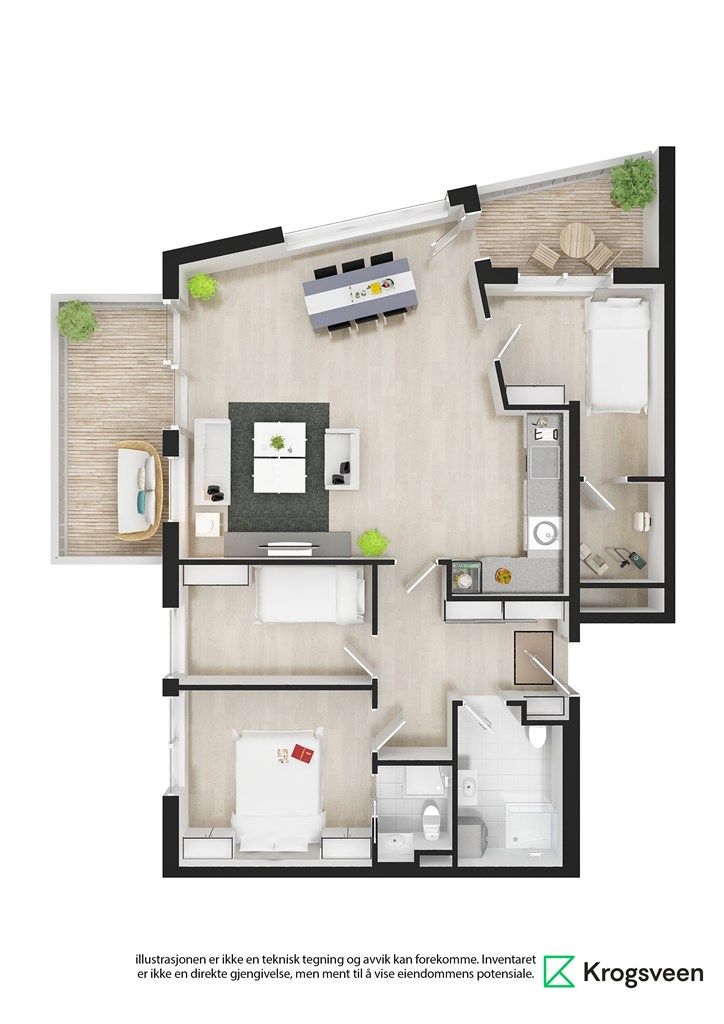Møblert planskisse - Lørenveien 59 B - 3. etasje 
