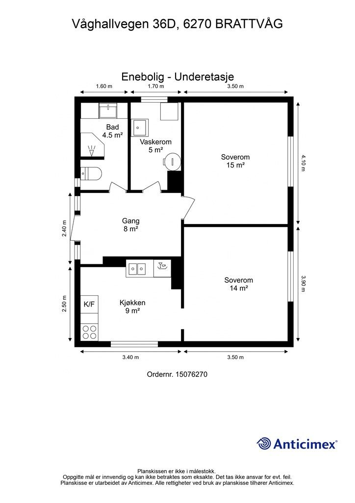 Målsatt plantegning underetasje