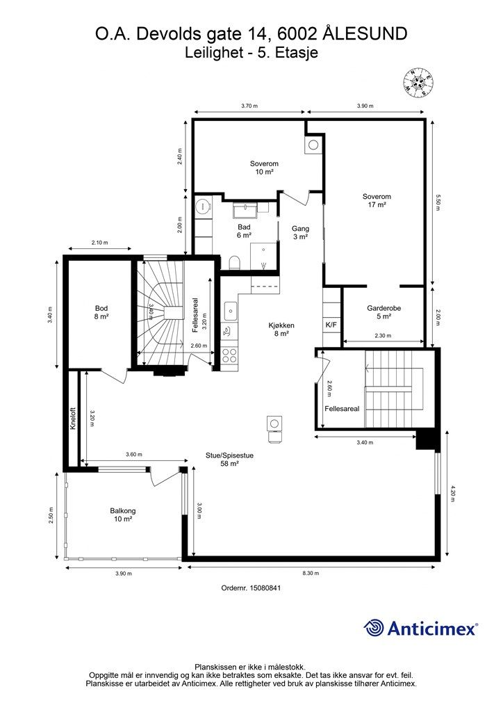 Leiligheten har en arealeffektiv planløsning på 88 m² BRA, med en åpen sone for stue og kjøkken, to soverom og et moderne bad.