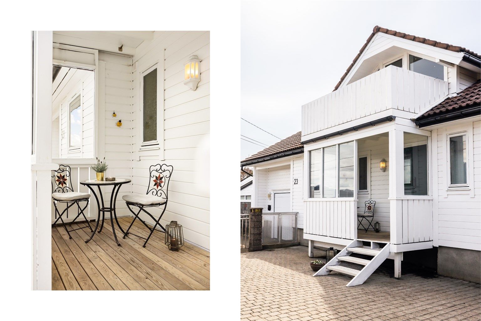 Koselig og overbygget inngangsparti