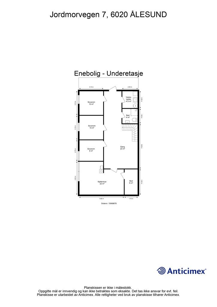 Målsatt plantegning underetasje
