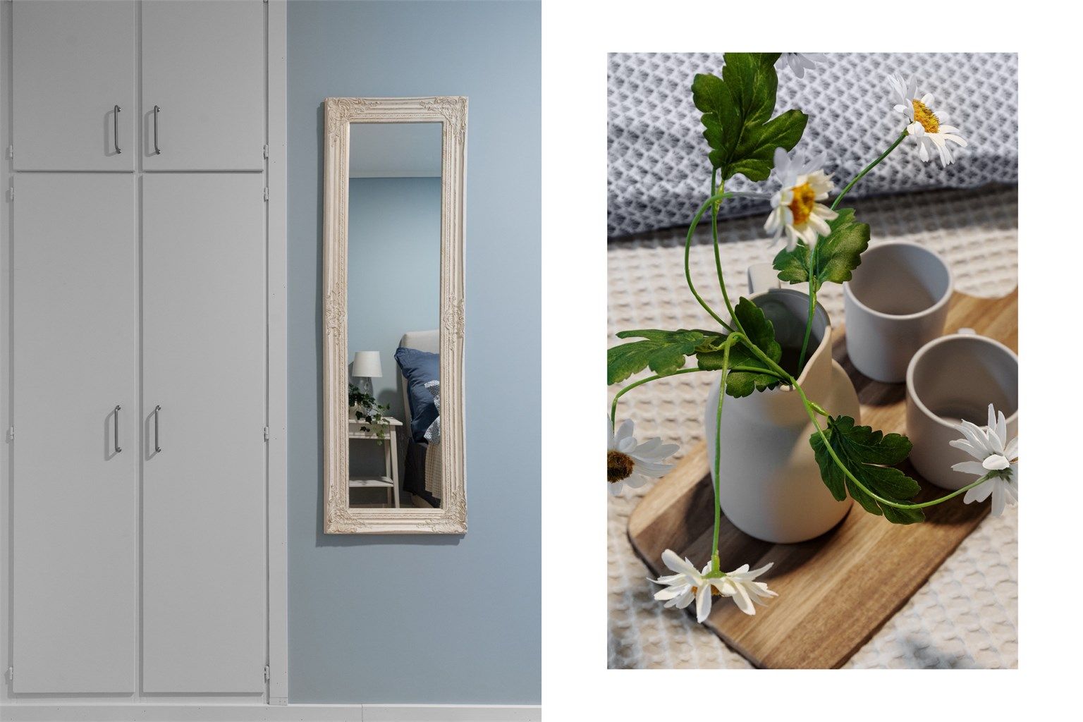 - Innebygd garderobeskap som ikke tar gulvplass på rommet -