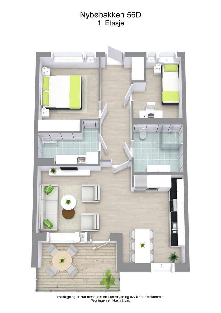 3 D plantegning 1. etasje