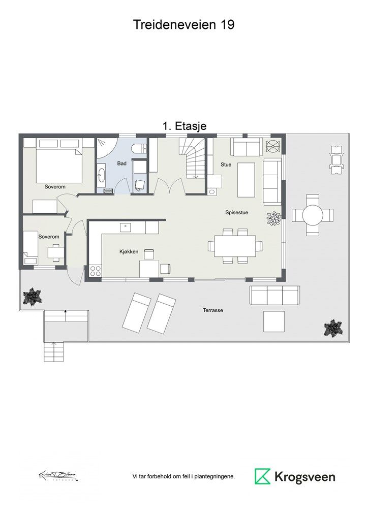 Treideneveien 19 - plantegning 1.etg. 