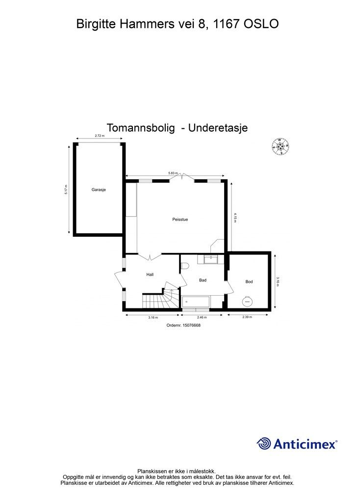 Plantegning underetasje.