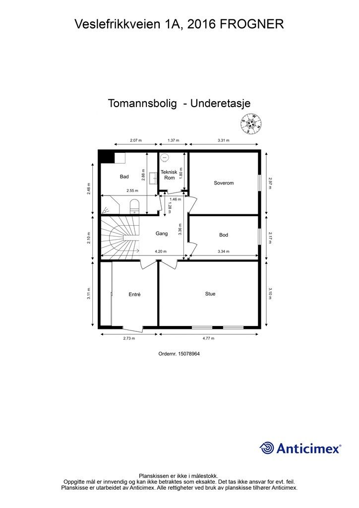 Underetasjen er praktisk innredet med entré, gang, bad/vaskerom, soverom, bod og en ekstra stue som alternativt kan benyttes som soverom nr. 6.