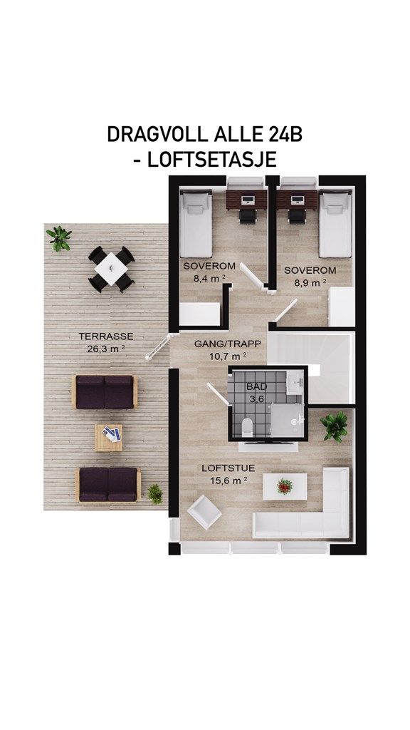 Planskisse loftsetasje - Dragvoll alle 24B