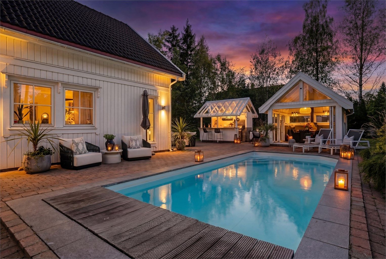 Unike uteområder for den kresne (redigert kveldsbilde)