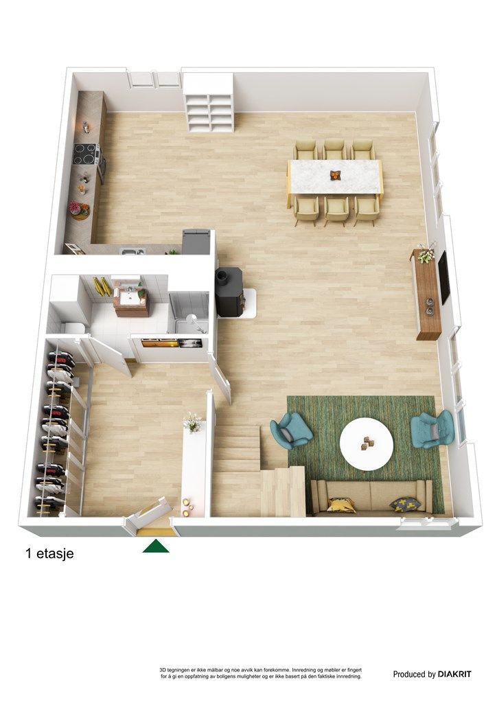 3D - Plantegning 1. etasje