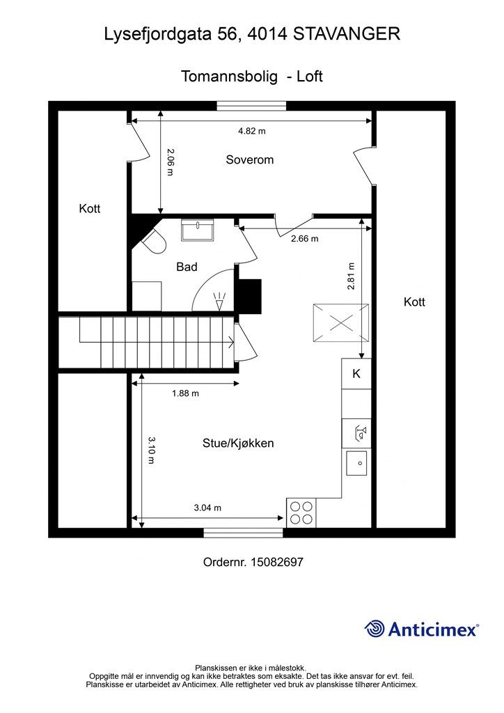 Plantegning loftsetasje.