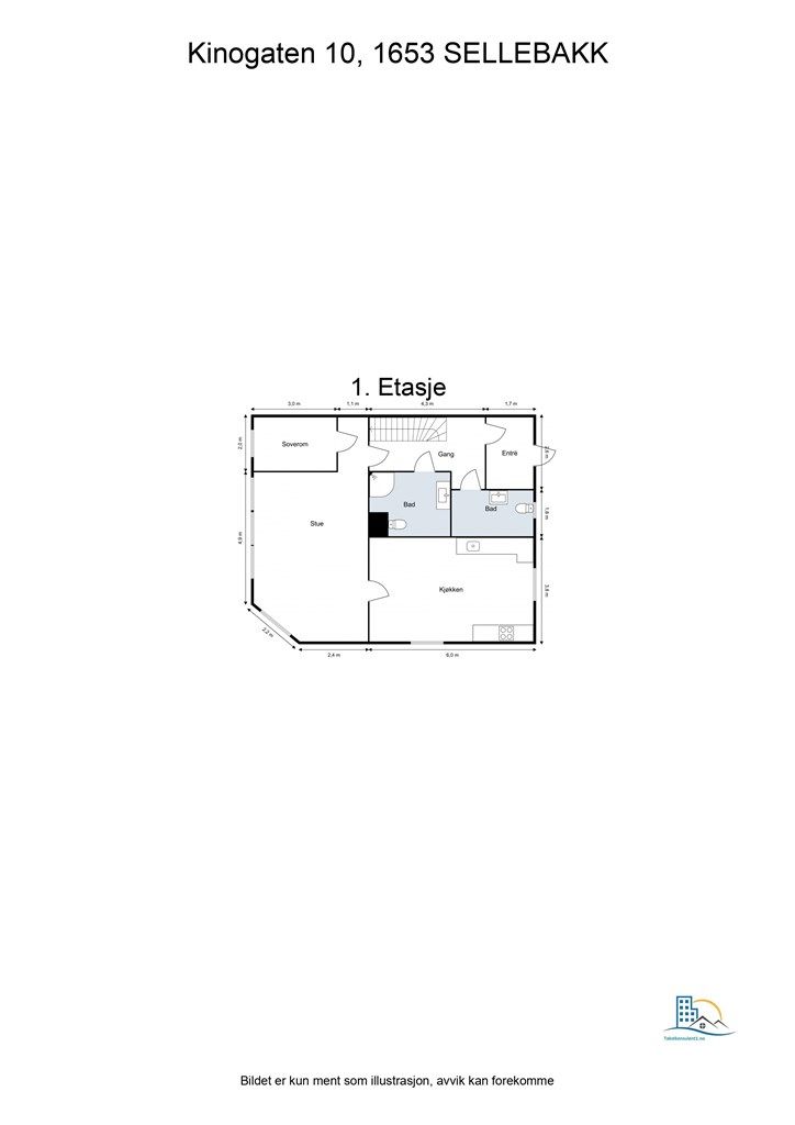 Veiledende skisse av første etasje.