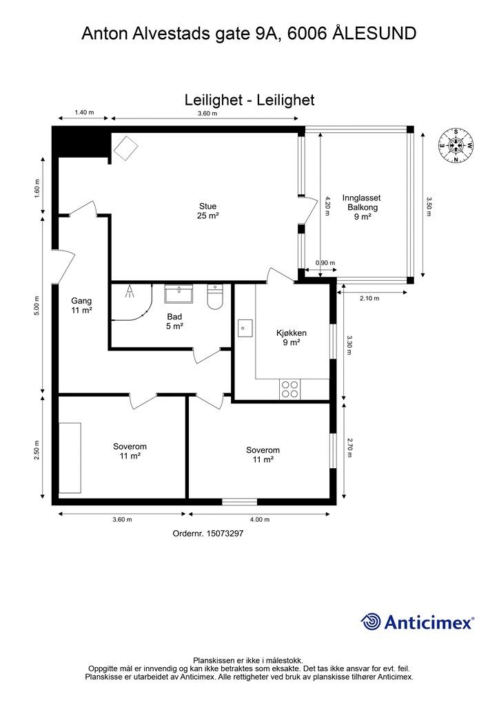Målsatt plantegning
