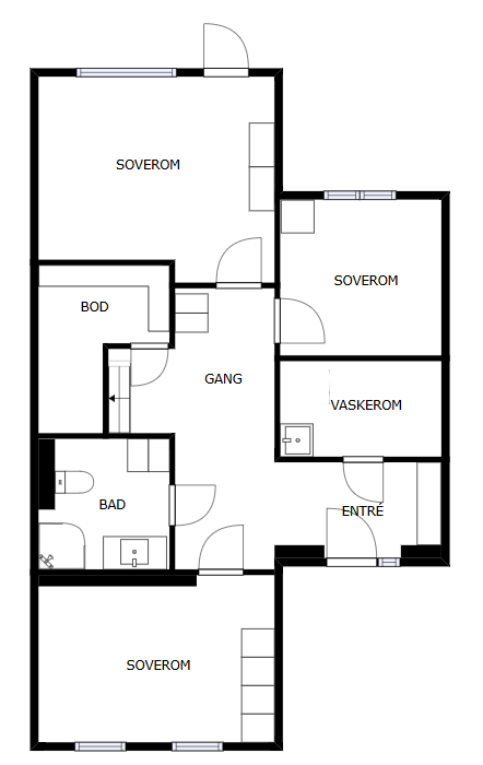 Veiledende skisse av første etasje.