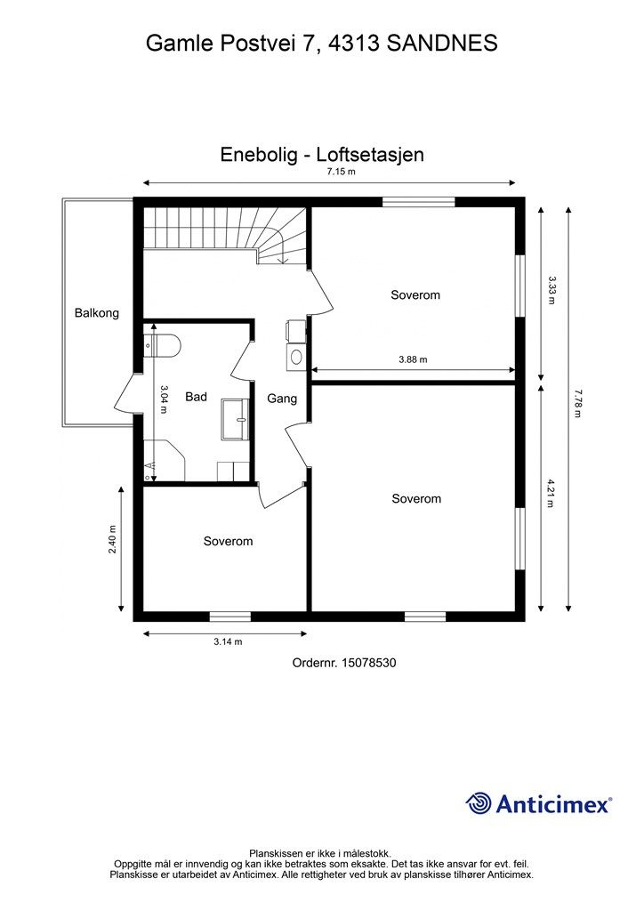 Plantegning - Loftsetasje