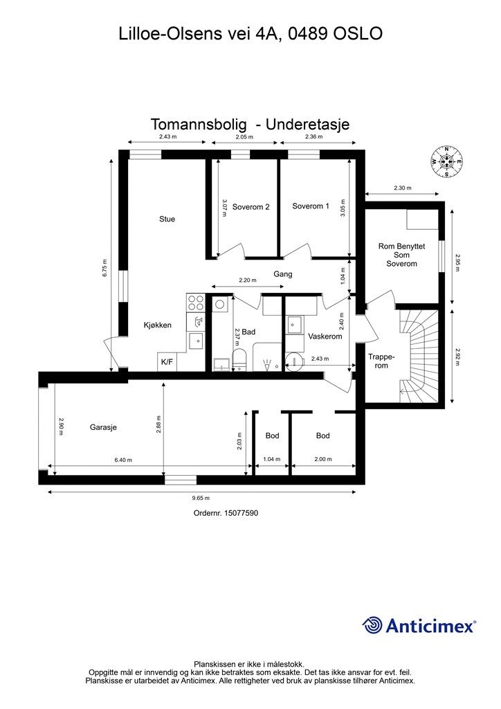 Plantegning kjelleretasje