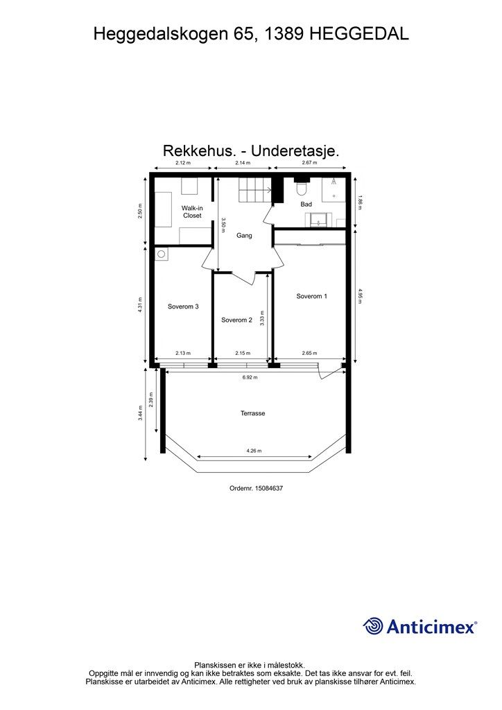 Plantegning-rekkehus. - Underetasje