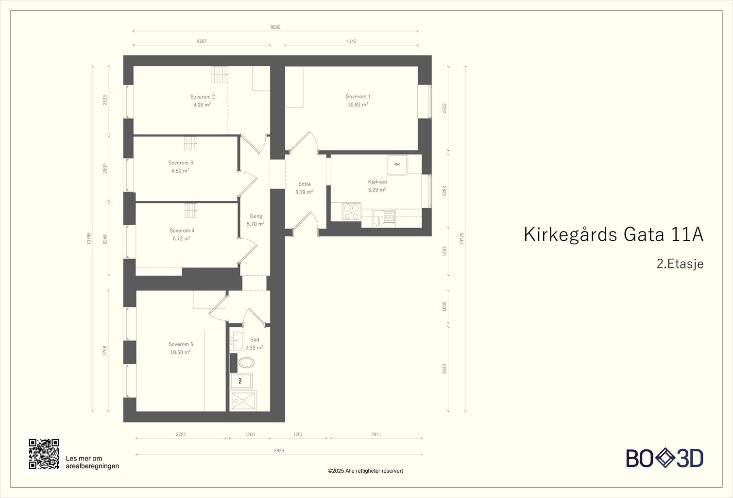 Plantegning - dagens løsning (ikke omsøkt/bruksendret).
