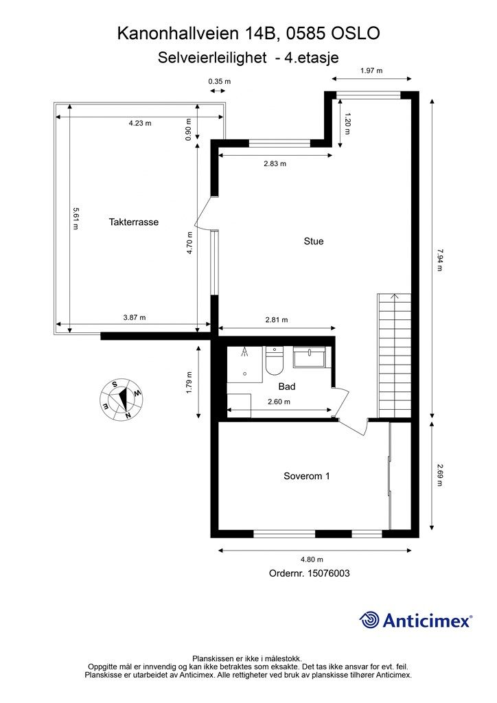 Plan 2 - 4. etasje - Målsatt plantegning