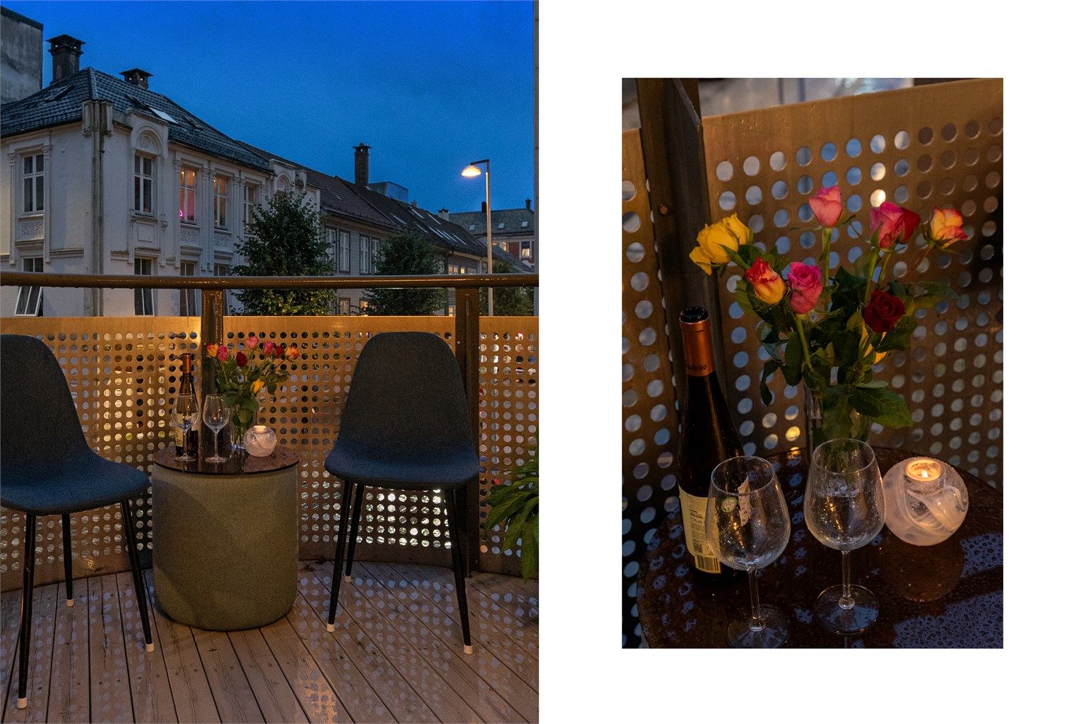 - Uteplassen gir rom for et koselig kafésett -