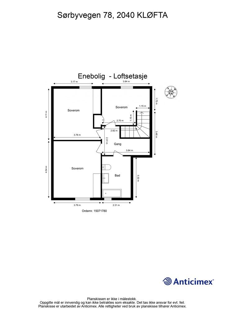 Plantegning- Loftsetasje