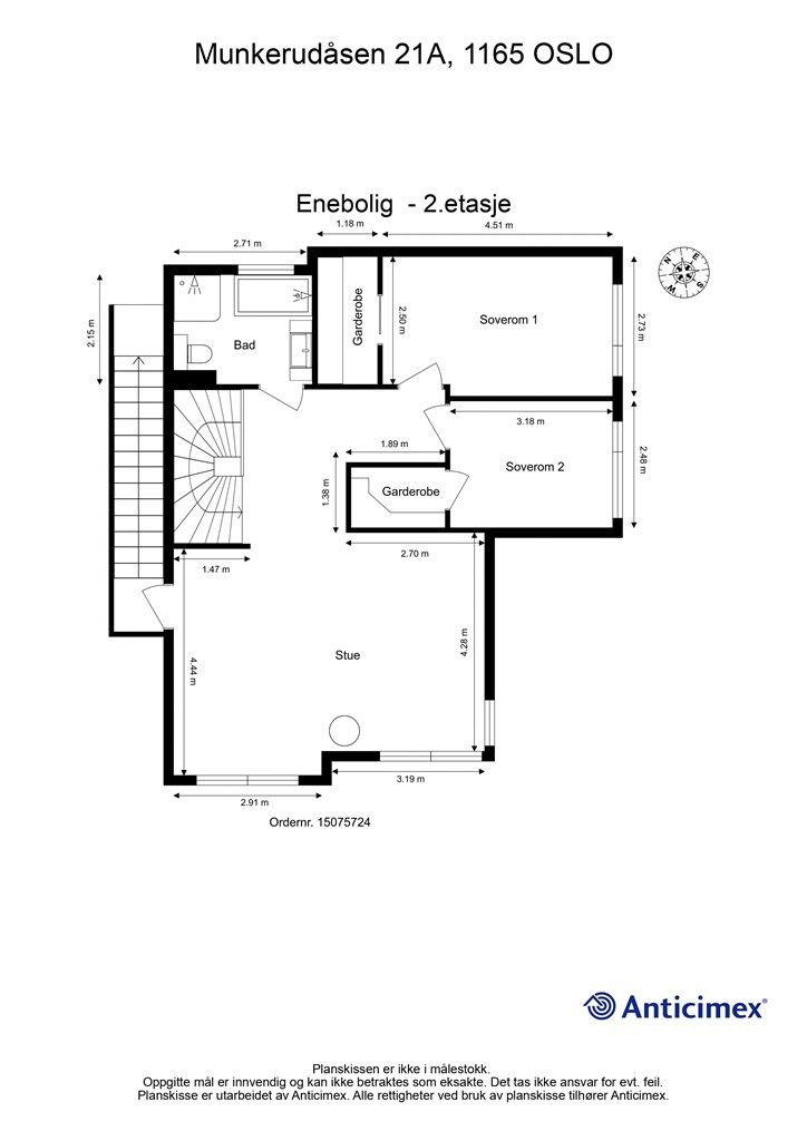 Plantegning andre etasje. 