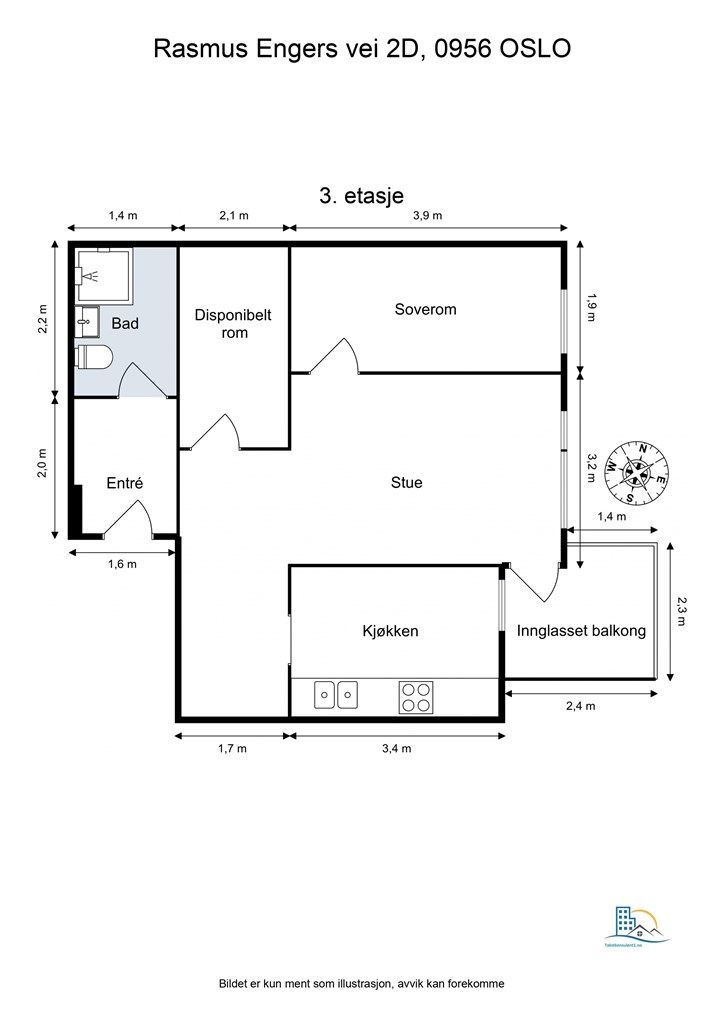  Boligen inneholder entré, stue, kjøkken, bad, soverom og medfølgende bod for oppbevaring. 