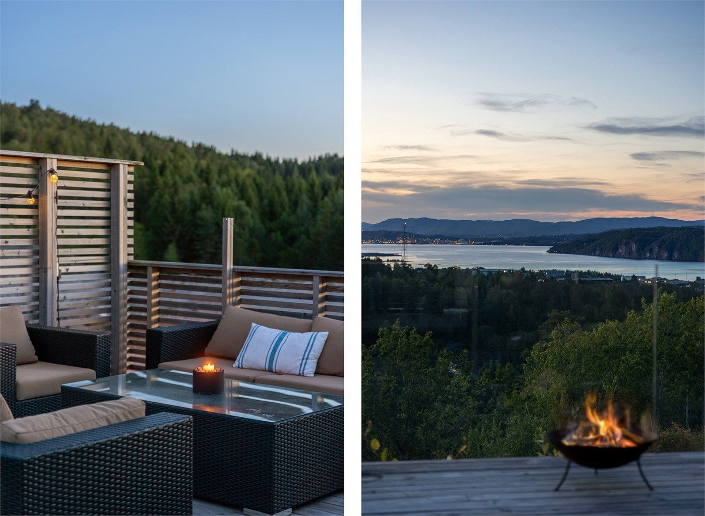 Kombinasjonen av utsikt og romslighet gjør terrassen til en av boligens fremste kvaliteter.