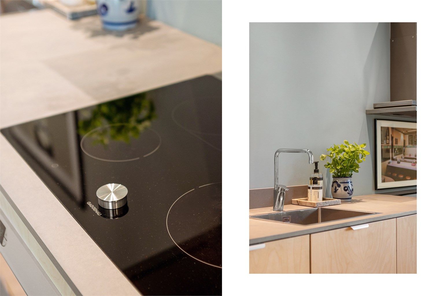 Platetopp, ventilator og ovn fra Gaggenau glir sømløst inn.