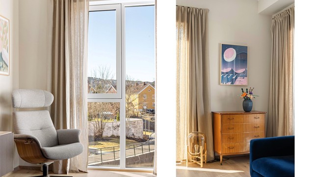 Attraktivt nabolag på Ensjø, som kombinerer ny arkitektur med grønne lunger.