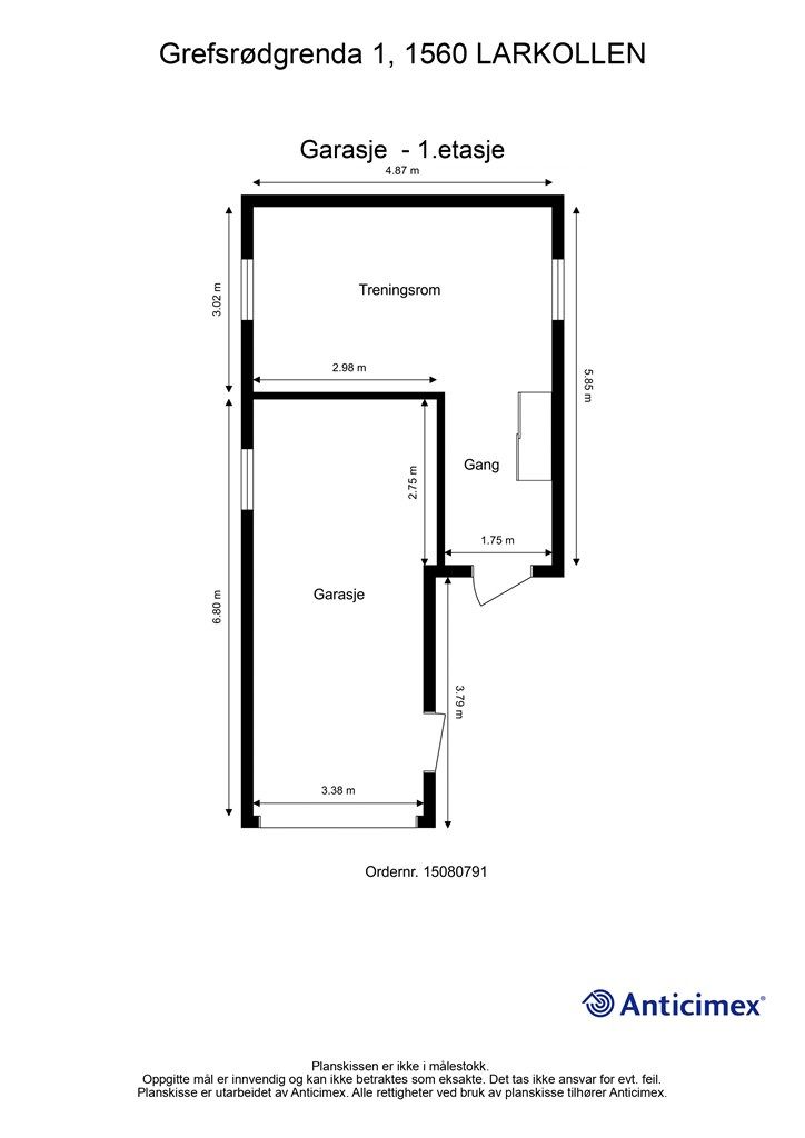 Veiledende skisse av garasje.