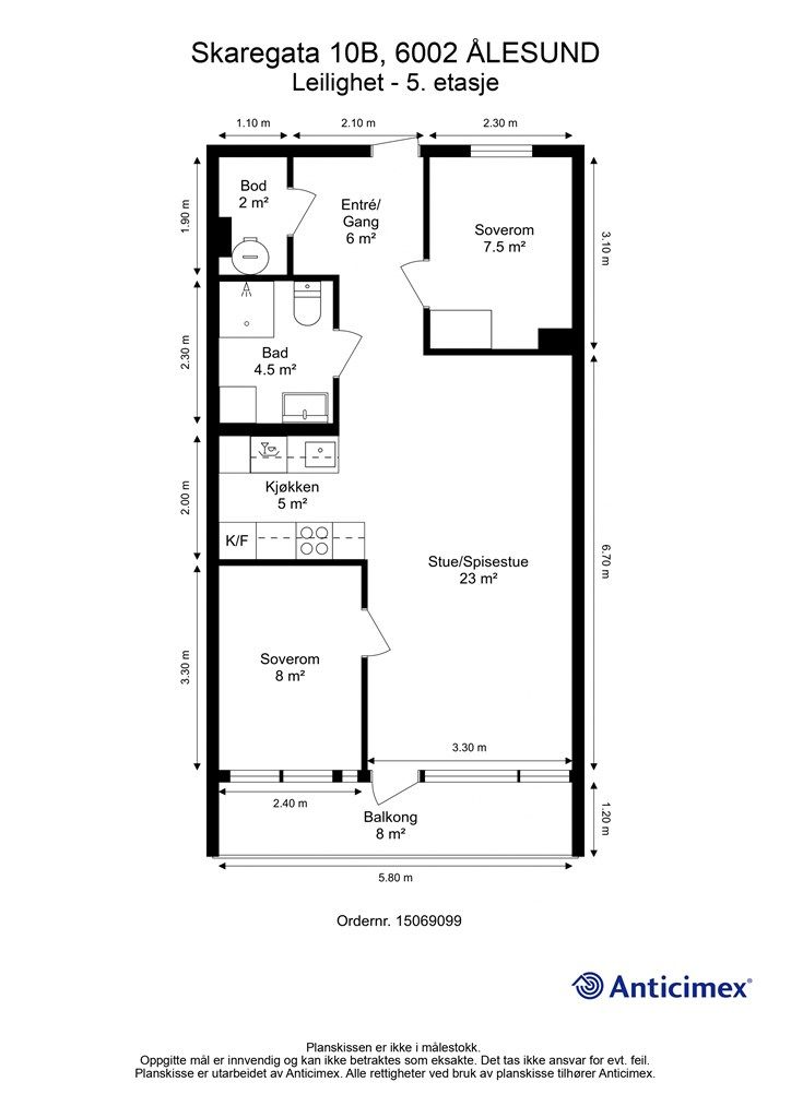 Plantegning - 2D m/mål
