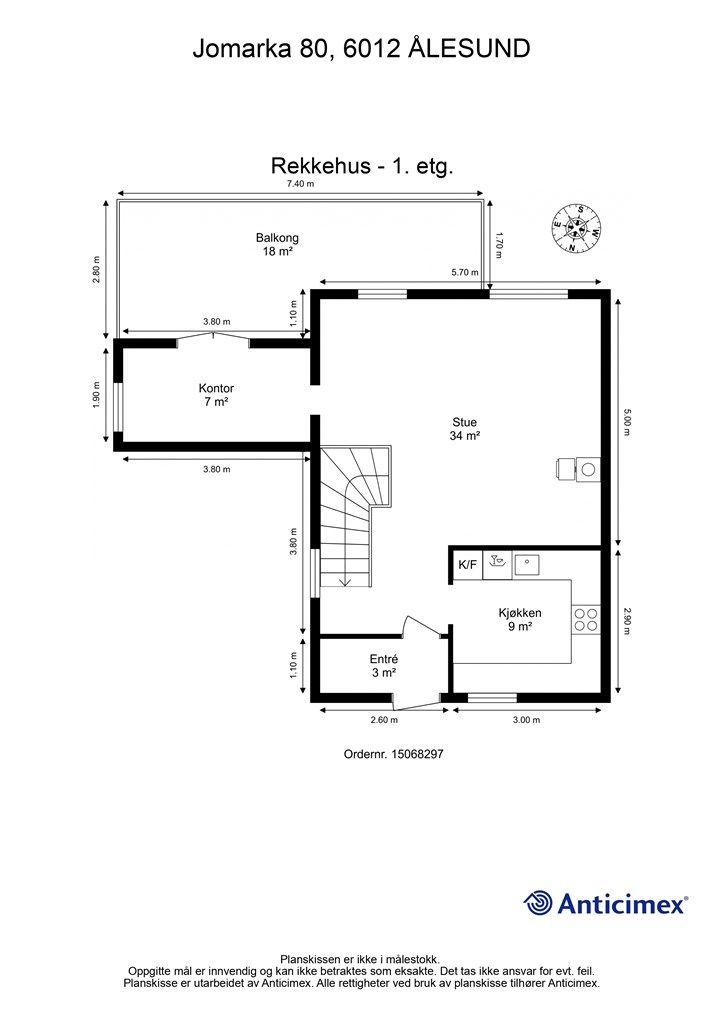 Målsatt plantenging 1. etasje