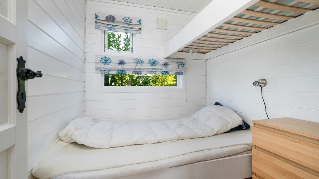 Soverom 3 er på 4,4 kvm. Rommet er opprinnelig byggemeldt som bod og dermed ikke godkjent for varig opphold. Kjøper overtar alt ansvar, eventuell kostnad og risiko forbundet med dette.