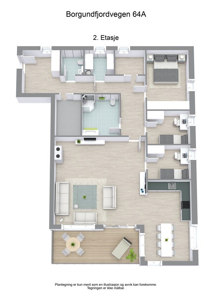 3 D plantegning 2. etasje  