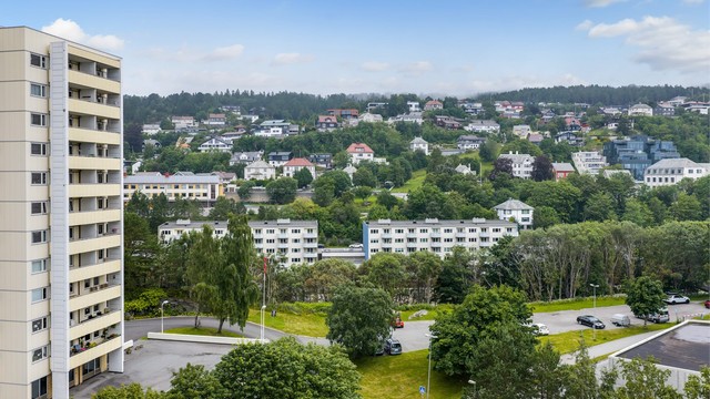 Utsikt over nærområdet fra leiligheten.
