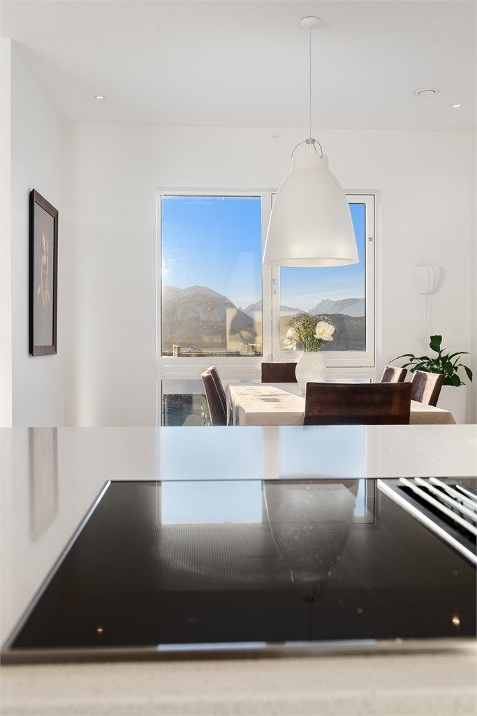 Fra kjøkkenøy mot spisestue