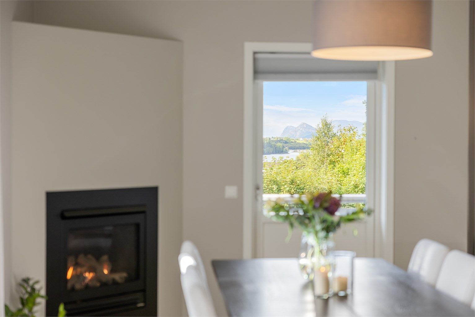 Flott utsikt fra spisestuen vestover