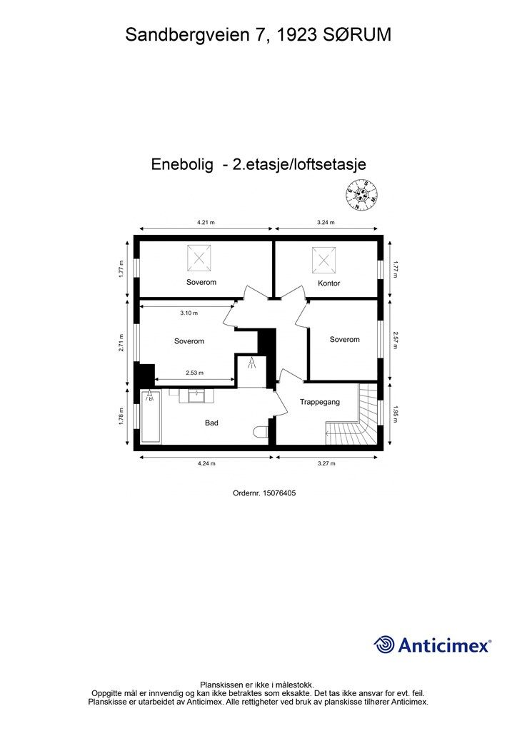 Alternativ plantegning 2. etasje - Det tas forbehold om dette faktisk lar seg gjøre bygningsmessig