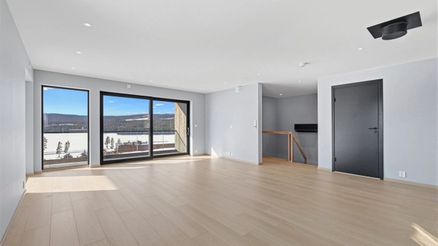 Det er klargjort for stålpipe, med blende-lokk i himling.